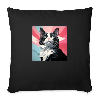 Tuxedo cat. Tuxedo Cat - Sofa pillowcase 17,3'' x 17,3'' (45 x 45 cm) - black - Front