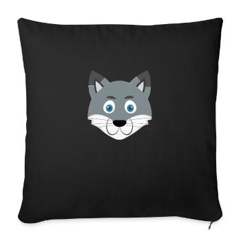 Cartoon wolf face - Sofa pillowcase 17,3'' x 17,3'' (45 x 45 cm) - black - Front