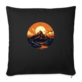 Lueur majestueuse de la montagne - Housse de coussin décorative 45 x 45 cm - noir - Devant