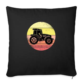 Tractor Retro Sunset Farmers Farmers - Sofa pillowcase 17,3'' x 17,3'' (45 x 45 cm) - black - Front