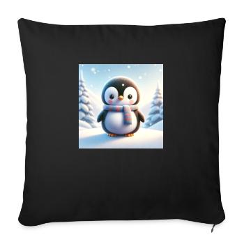 Penguins snow - Sofa pillowcase 17,3'' x 17,3'' (45 x 45 cm) - black - Front