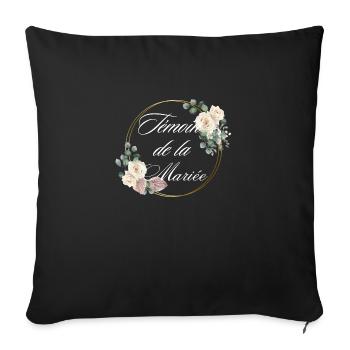 Brautzeugin Weiße Blume - passendes T-Shirt - Sofakissenbezug 45 x 45 cm - Schwarz - Vorne