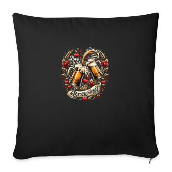 Heart & Hops : L’amour se prépare - Housse de coussin décorative 45 x 45 cm - noir - Devant