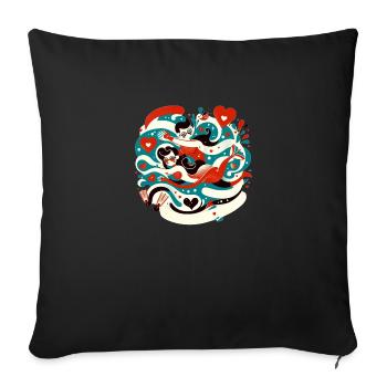 La Saint-Valentin, illustration d’amour passionné de natation - Housse de coussin décorative 45 x 45 cm - noir - Devant
