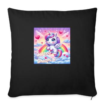 Licorne mignonne - Housse de coussin décorative 45 x 45 cm - noir - Devant
