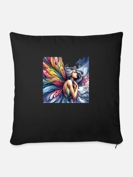 Flügel der Schmetterlingsfee - Sofakissenbezug 45 x 45 cm - Schwarz