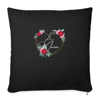 Bride heart floral - matching tshirt - Sofa pillowcase 17,3'' x 17,3'' (45 x 45 cm) - black - Front