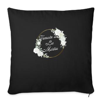 Témoin de la mariée fleurs blanches-tshirt assorti - Housse de coussin décorative 45 x 45 cm - noir - Devant