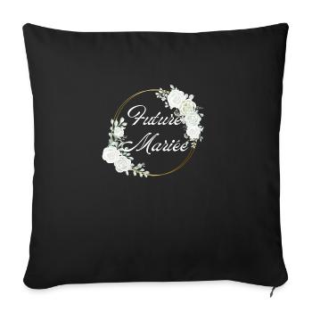 Zukünftige Braut Weiße Blumen - Passendes T-Shirt - Sofakissenbezug 45 x 45 cm - Schwarz - Vorne
