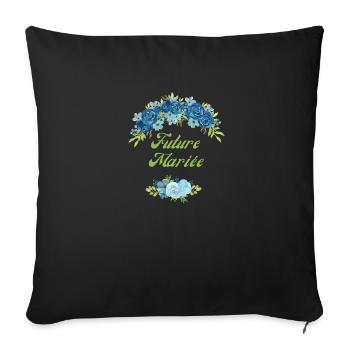 Zukünftige Braut Blue Flowers - Passendes T-Shirt - Sofakissenbezug 45 x 45 cm - Schwarz - Vorne