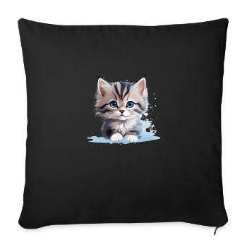 Beautiful cat with blue eyes lying down - Sofa pillowcase 17,3'' x 17,3'' (45 x 45 cm) - black - Front