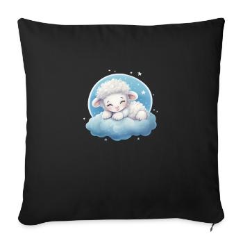 Mignon mouton endormi pour bébés et enfants - Housse de coussin décorative 45 x 45 cm - noir - Devant