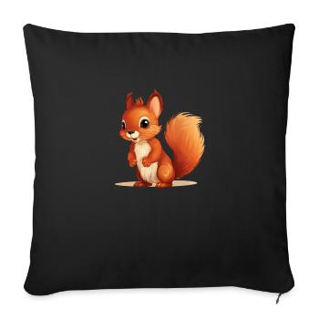 Écureuil mignon pour les enfants et les bébés - Housse de coussin décorative 45 x 45 cm - noir - Devant