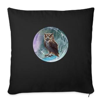 Fabulous owl illustration magic background - Sofa pillowcase 17,3'' x 17,3'' (45 x 45 cm) - black - Front