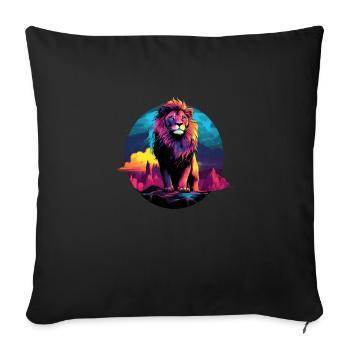 Lion pop art - Housse de coussin décorative 45 x 45 cm - noir - Devant