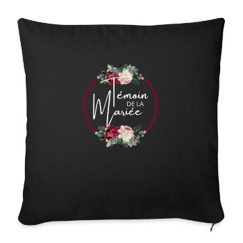 Témoin de la mariée floral -tshirt assorti - Housse de coussin décorative 45 x 45 cm - noir - Devant