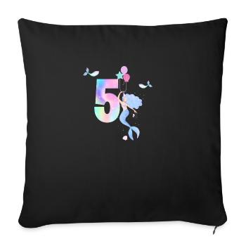 5e anniversaire sirène - Housse de coussin décorative 45 x 45 cm - noir - Devant