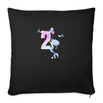 2e anniversaire sirène - Housse de coussin décorative 45 x 45 cm - noir - Devant
