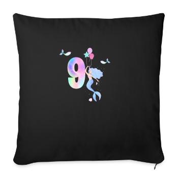 9th Anniversary Mermaid - Sofa pillowcase 17,3'' x 17,3'' (45 x 45 cm) - black - Front