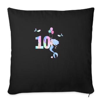 10e anniversaire sirène - Housse de coussin décorative 45 x 45 cm - noir - Devant