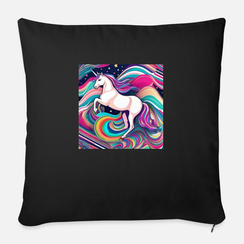 Einhorn Unicorn - Sofakissenbezug 45 x 45 cm - Schwarz