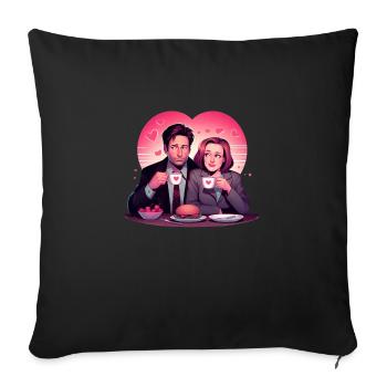 Romantic lunch and coffee - Sofa pillowcase 17,3'' x 17,3'' (45 x 45 cm) - black - Front
