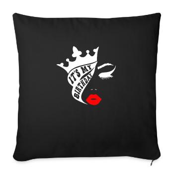 Belle femme peinture art visage femme colorée - Housse de coussin décorative 45 x 45 cm - noir - Devant