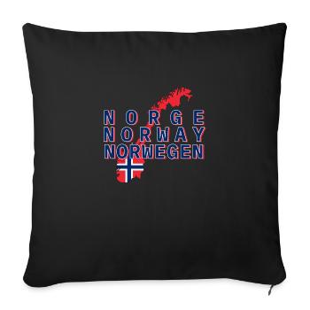 Norwegen 3 Schriftzüge mit Karte 1 - Sofakissenbezug 45 x 45 cm - Schwarz - Vorne