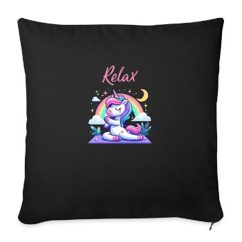 Unicorn Yoga - Sofa pillowcase 17,3'' x 17,3'' (45 x 45 cm) - black - Front