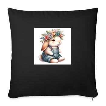 flower bunny - Sofakissenbezug 45 x 45 cm - Schwarz - Vorne