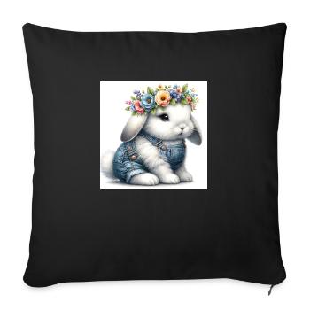 flower bunny 1 - Sofakissenbezug 45 x 45 cm - Schwarz - Vorne