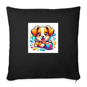 playful puppy - Sofa pillowcase 17,3'' x 17,3'' (45 x 45 cm) - black - Front