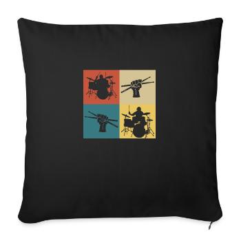 Retro Vintage Music Drummer - Sofa pillowcase 17,3'' x 17,3'' (45 x 45 cm) - black - Front