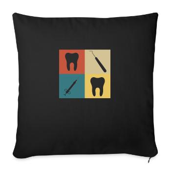 Dentiste vintage rétro - Housse de coussin décorative 45 x 45 cm - noir - Devant