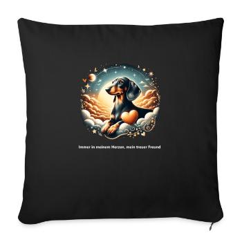 Rainbow Bridge Dachshund Commemoration - Sofa pillowcase 17,3'' x 17,3'' (45 x 45 cm) - black - Front