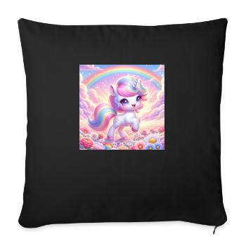 Cartoon Unicorn 2 - Sofa pillowcase 17,3'' x 17,3'' (45 x 45 cm) - black - Front