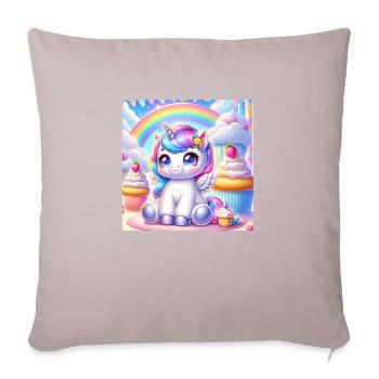 Licorne de dessin animé 1 - Housse de coussin décorative 45 x 45 cm - taupe clair - Devant