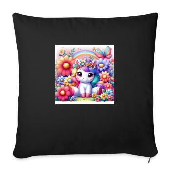 Licorne de dessin animé - Housse de coussin décorative 45 x 45 cm - noir - Devant