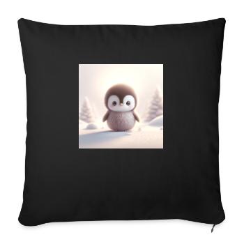 Penguins snow 1 - Sofa pillowcase 17,3'' x 17,3'' (45 x 45 cm) - black - Front