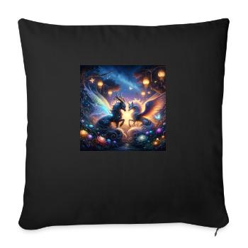mystical creatures - Sofa pillowcase 17,3'' x 17,3'' (45 x 45 cm) - black - Front