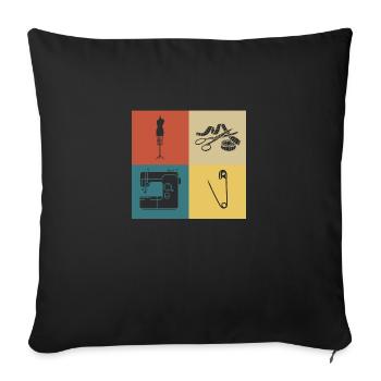 couture vintage rétro - Housse de coussin décorative 45 x 45 cm - noir - Devant