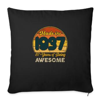 Né en 1937 - Vintage 1937 Anniversaire Rétro - Housse de coussin décorative 45 x 45 cm - noir - Devant