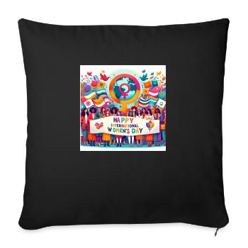 Journée internationale de la femme, 8 mars - Housse de coussin décorative 45 x 45 cm - noir - Devant