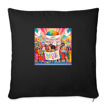 Journée internationale de la femme, 8 mars - Housse de coussin décorative 45 x 45 cm - noir - Devant