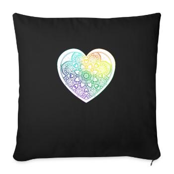 Coeur en Mandala et motifs de zentangle Arc en Cie - Housse de coussin décorative 45 x 45 cm - noir - Devant