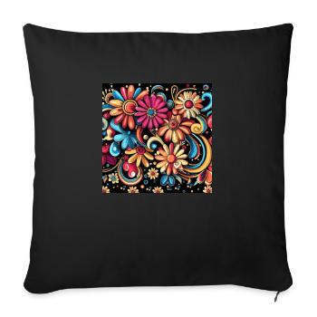 Enchanting Flowers - Sofa pillowcase 17,3'' x 17,3'' (45 x 45 cm) - black - Front
