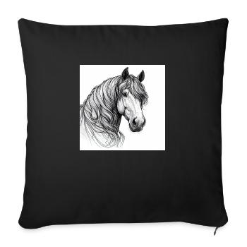 Portrait du cheval - Housse de coussin décorative 45 x 45 cm - noir - Devant
