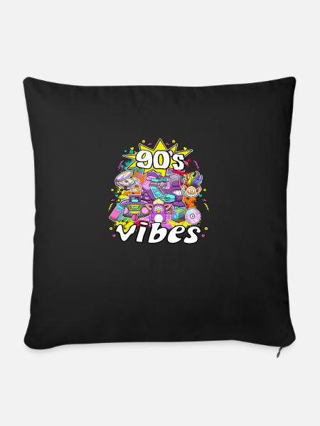 90er Jahre Vibes Elemente und Spielzeug - Sofakissenbezug 45 x 45 cm - Schwarz