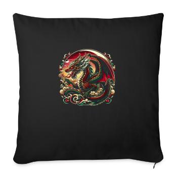 Crimson Crest Dragon - Sofa pillowcase 17,3'' x 17,3'' (45 x 45 cm) - black - Front