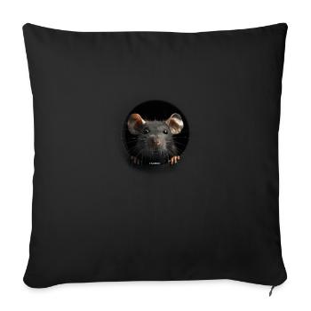 Glückliche Nerzratte - Sofakissenbezug 45 x 45 cm - Schwarz - Vorne